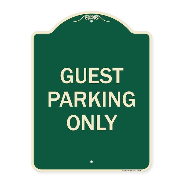 Designer Series Guest Parking Only, Green & Tan Heavy-Gauge Aluminum Sign, 24" x 18", G-1824-23929